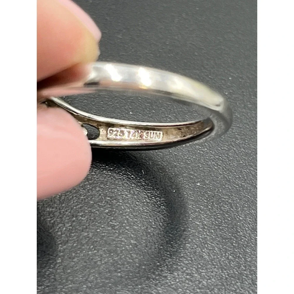 Sun Sterling Silver 14K Rose Gold Heart Natural Diamonds  Engagement Ring Sz 9.5